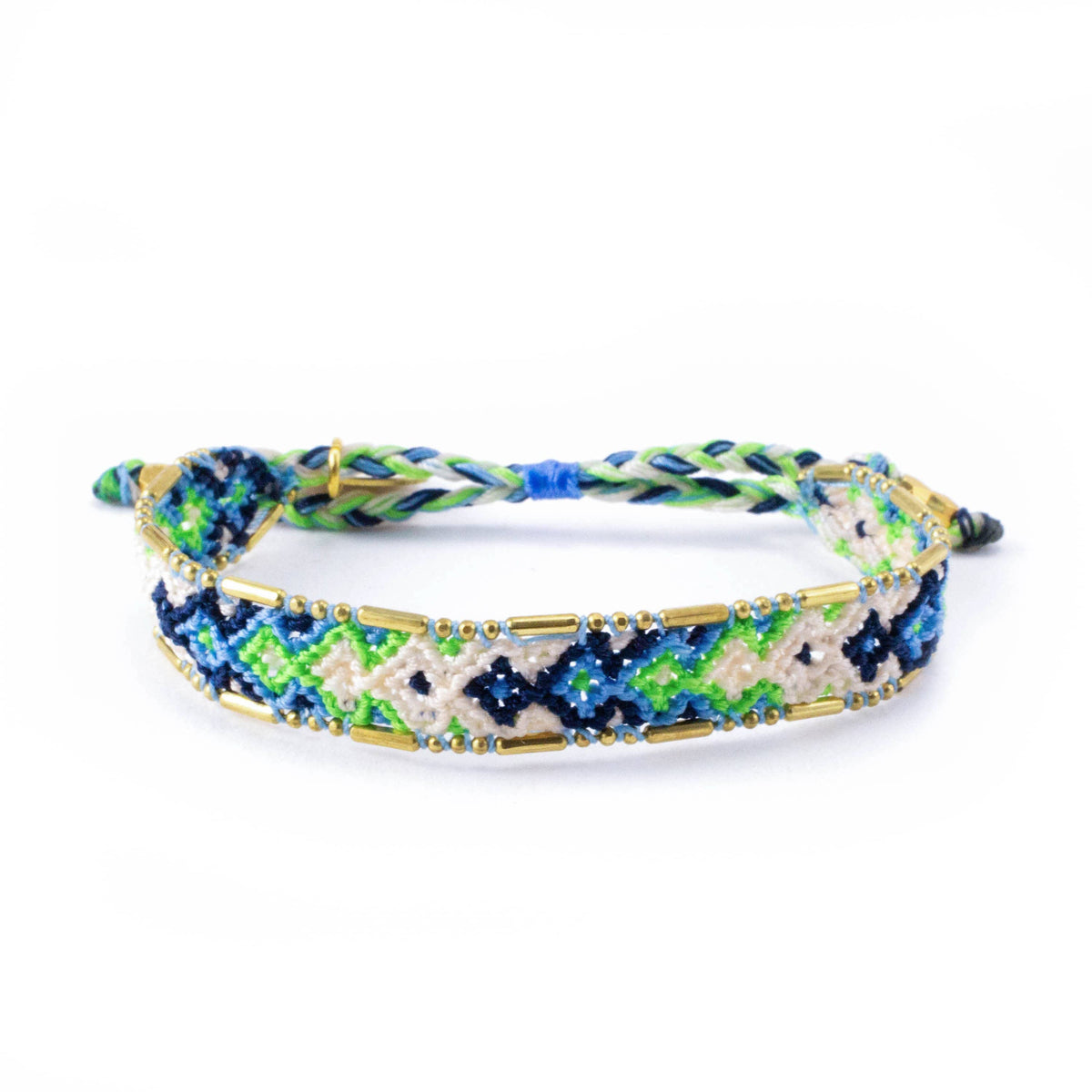 Water Lilies Women's Fairtrade Beaded Bracelet, Blue and Green Fabric Bracelet, Big Bead Bracelet, Boho Bracelet, Bead Bracelets for Women