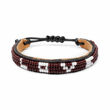 Skinny LOVE Bracelet - Burgundy and White - Love Is Project