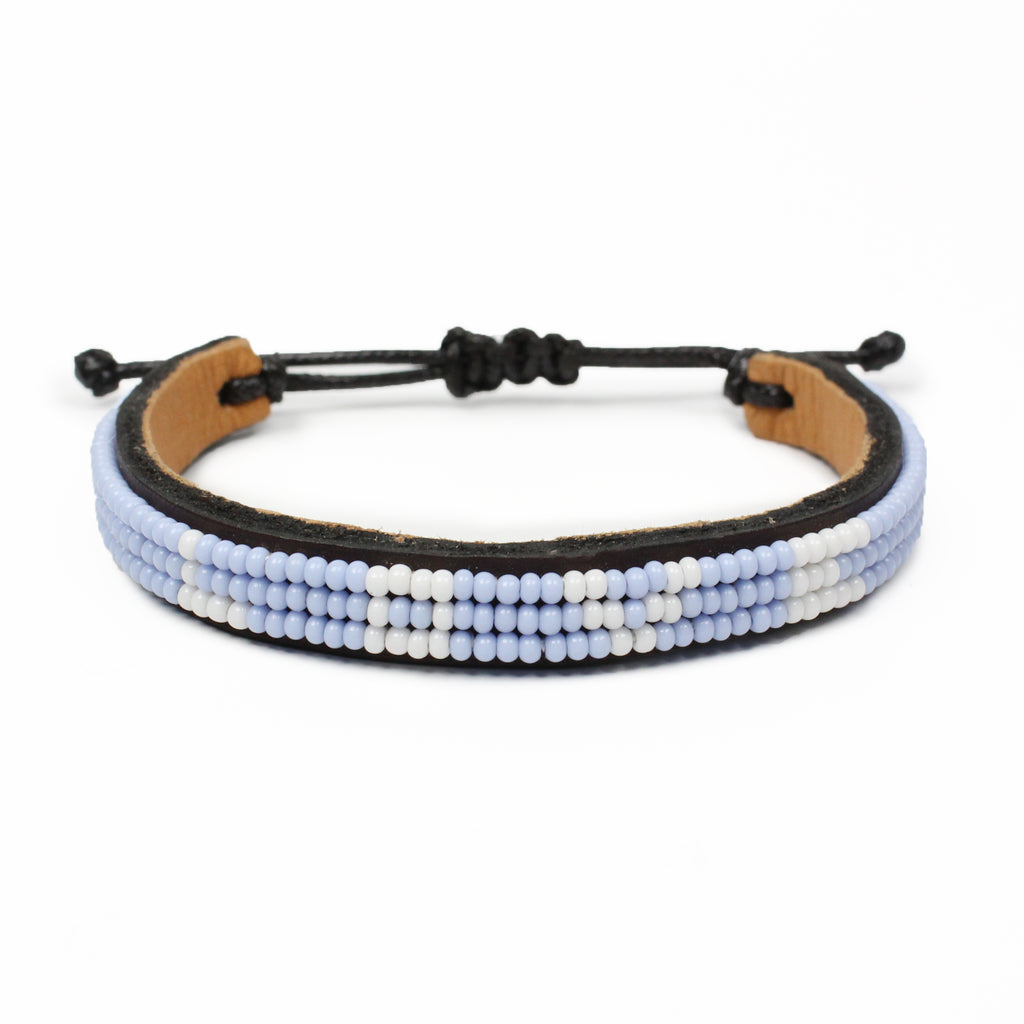 Skinny LOVE Bracelet - Light Blue and White - Love Is Project