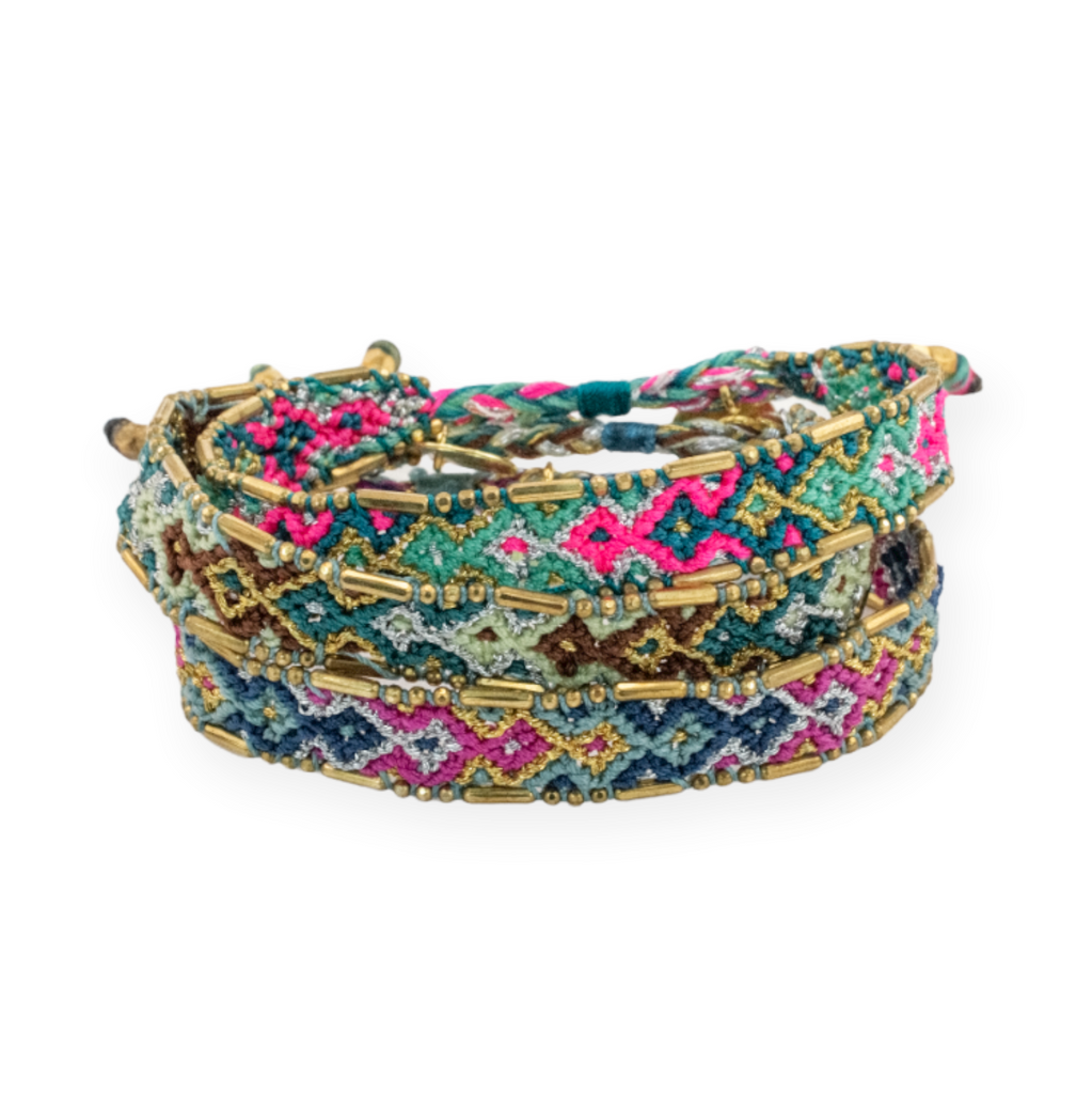 Bundle - Aqua Metallic Friendship Bracelets - Love Is Project