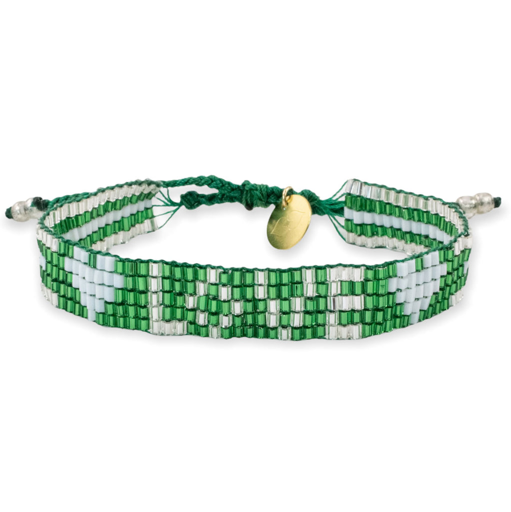 Seed Bead LOVE with Hearts Bracelet - Emerald - Love Is Project