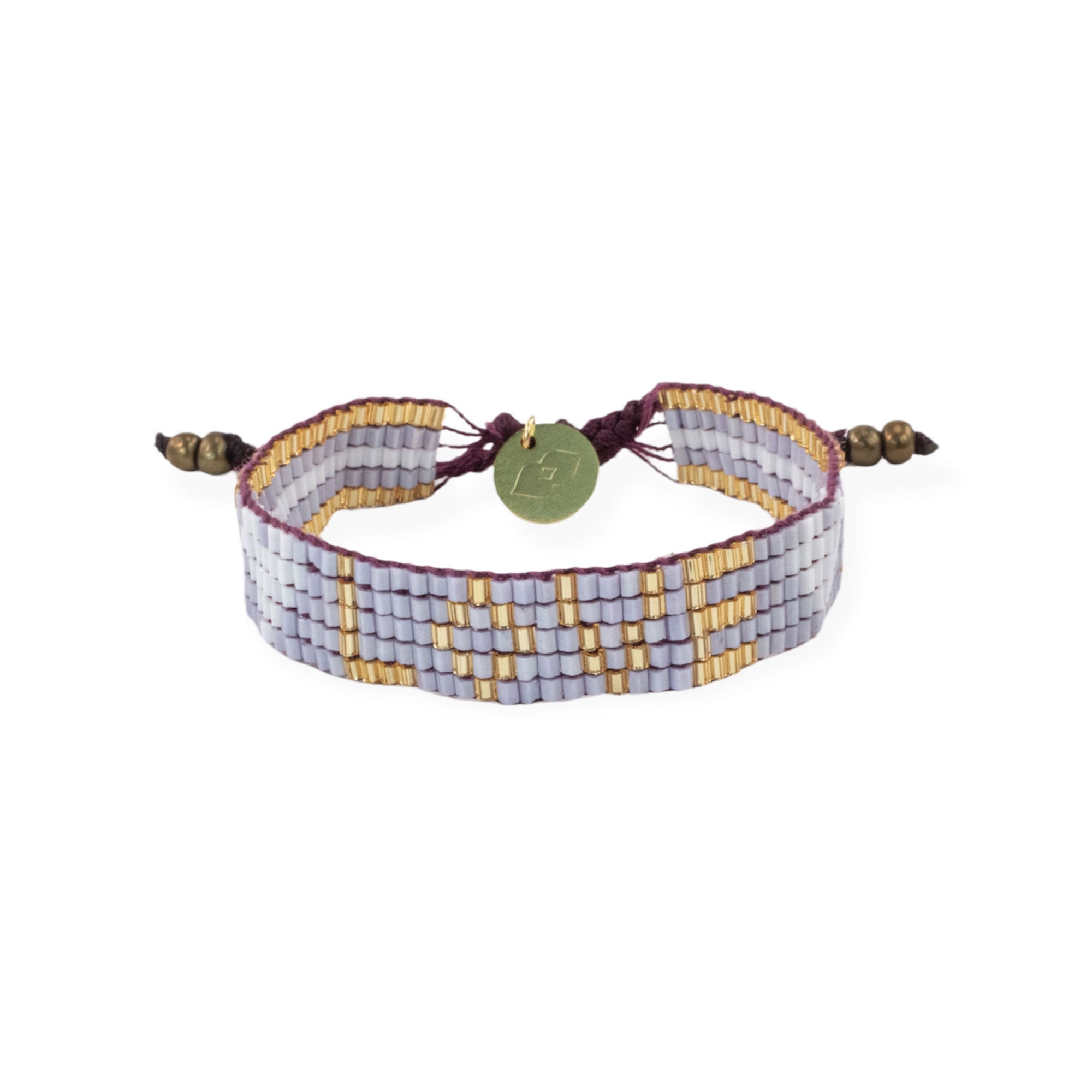 Kids' Seed Bead LOVE with Hearts Bracelet - Lavender