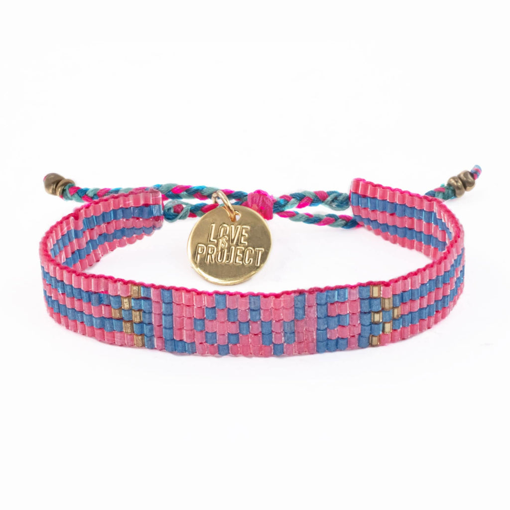 Seed Bead LOVE Bracelet - Pink | Love Is Project