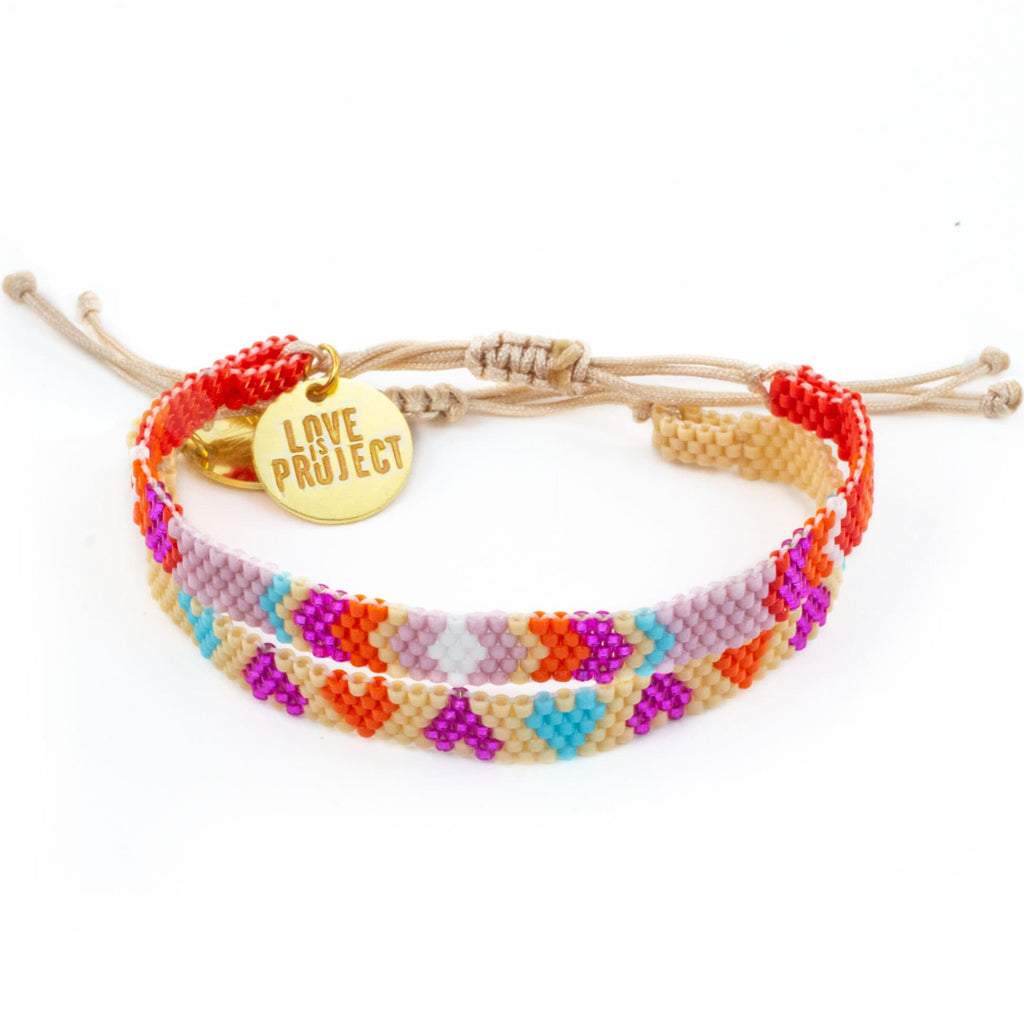 Chaquira Bracelet Set (of 2) - Red & Purple - Love Is Project