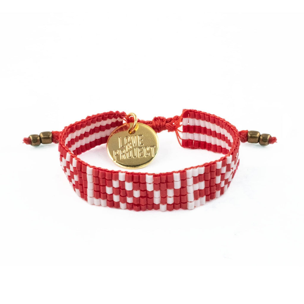 Kids' Seed Bead LOVE Bracelet - Red - Love Is Project