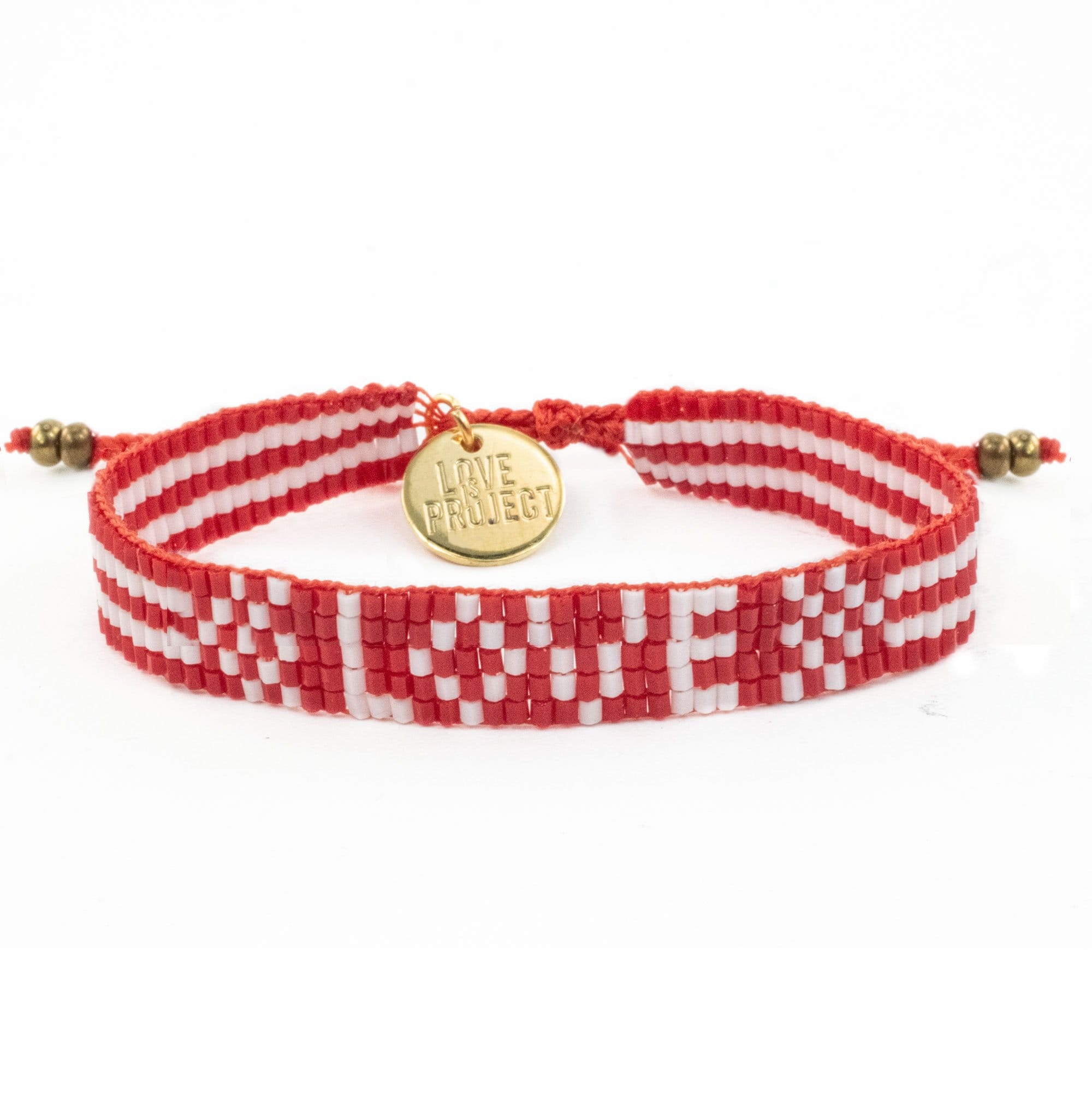 Seed Bead LOVE Bracelet - Red