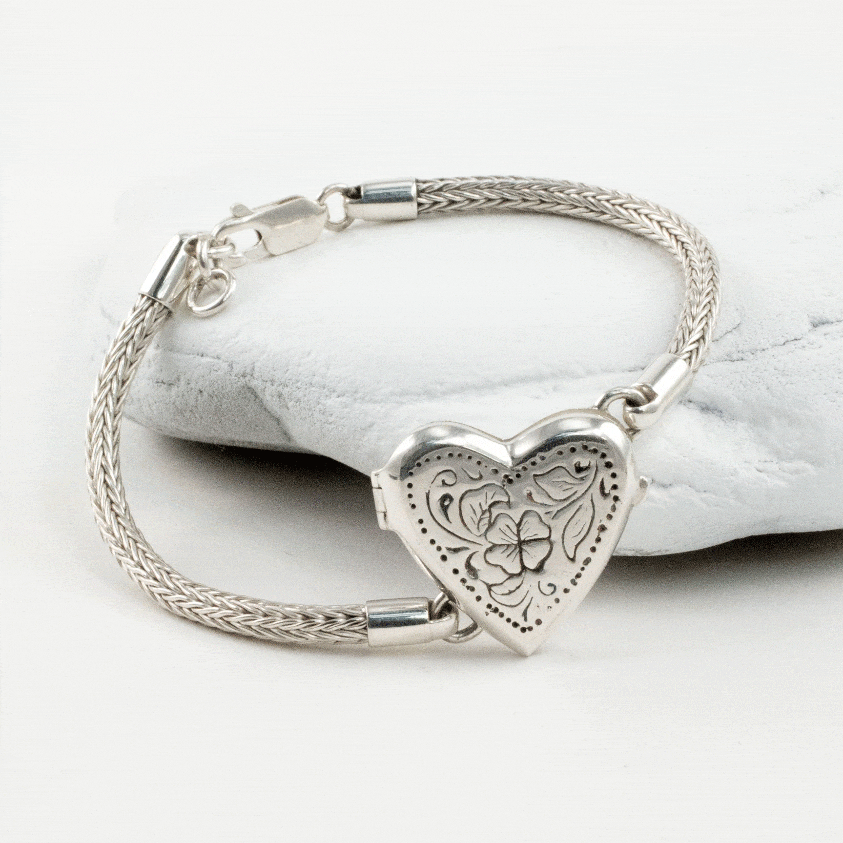 Sterling Silver Heart Locket Bracelet