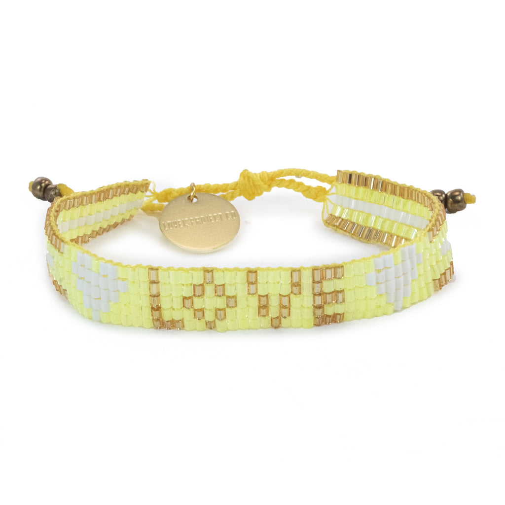 Seed Bead LOVE with Hearts Bracelet - Sunshine Yellow - Love Is Project