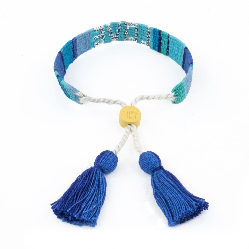 Blue, Turquoise, and Indigo Atitlan LOVE Bracelet from Love Is Project