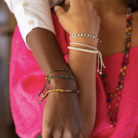 Crus Turquoise & Hot Pink Beaded Friendship Bracelet