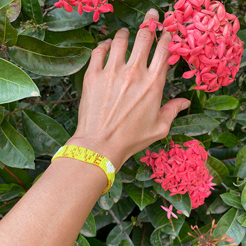 Seed Bead LOVE Bracelet with Heart- Sunshine Yellow - Love Is Project