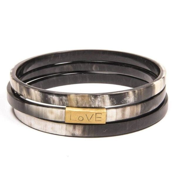 Trinity Horn Bangle - Black & White