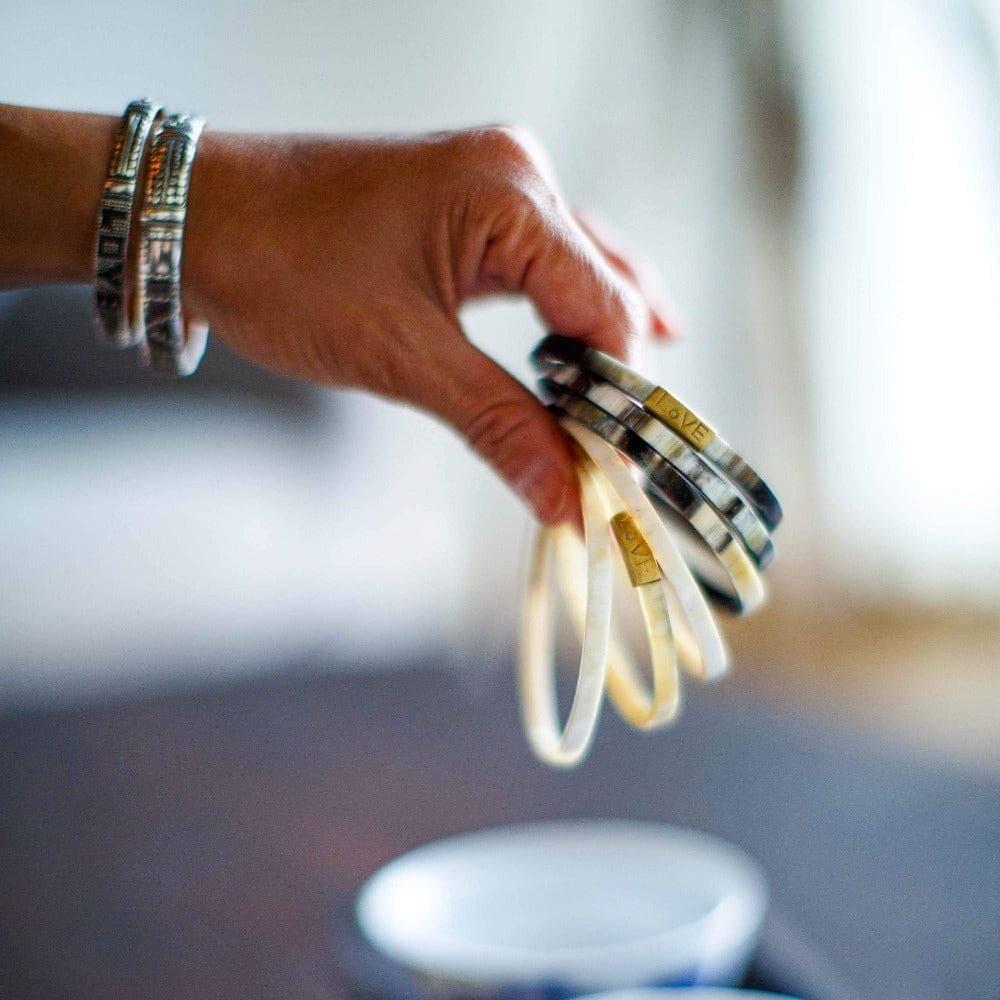 Trinity Horn Bangle - Black & White - Love Is Project