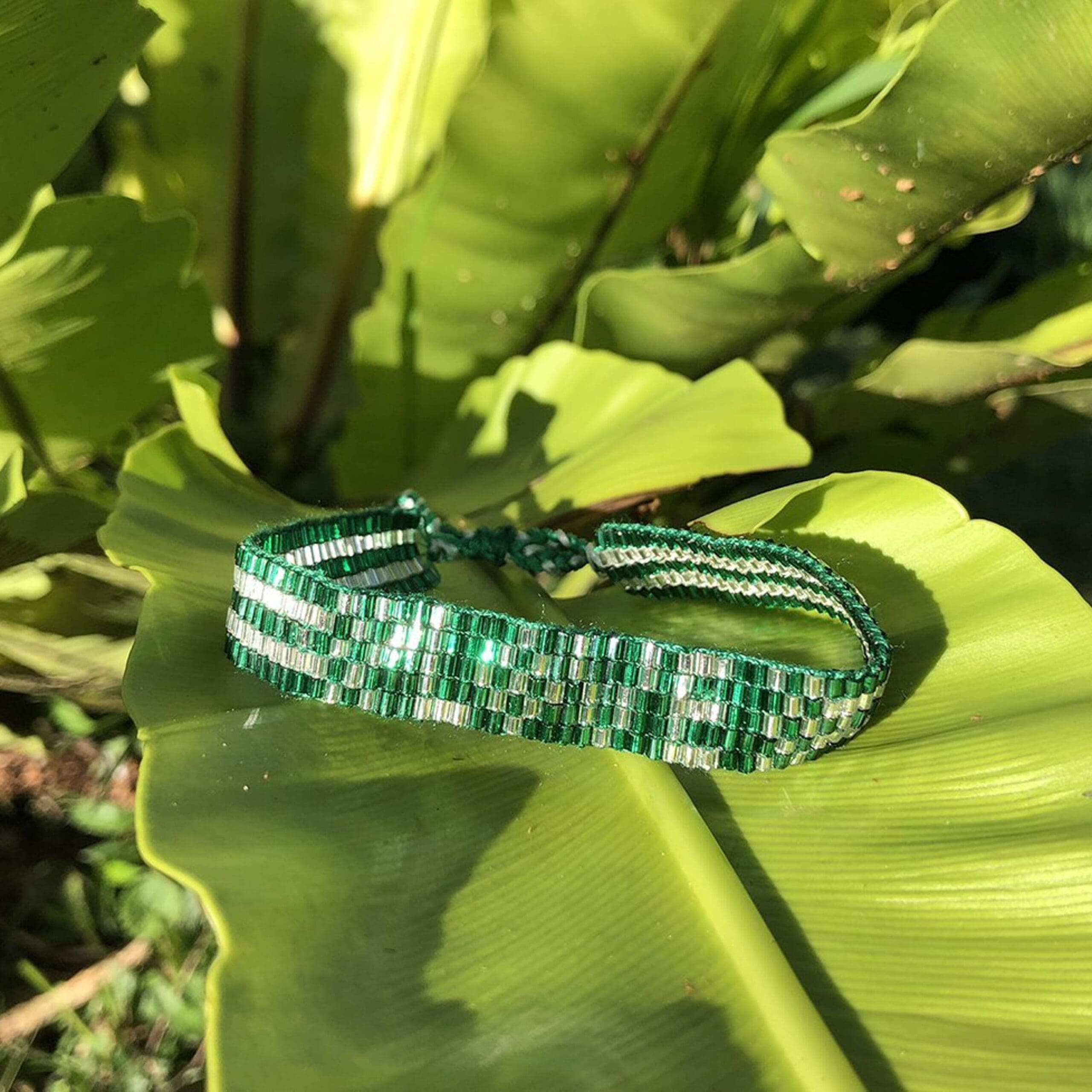 Seed Bead LOVE Bracelet - Green - Love Is Project