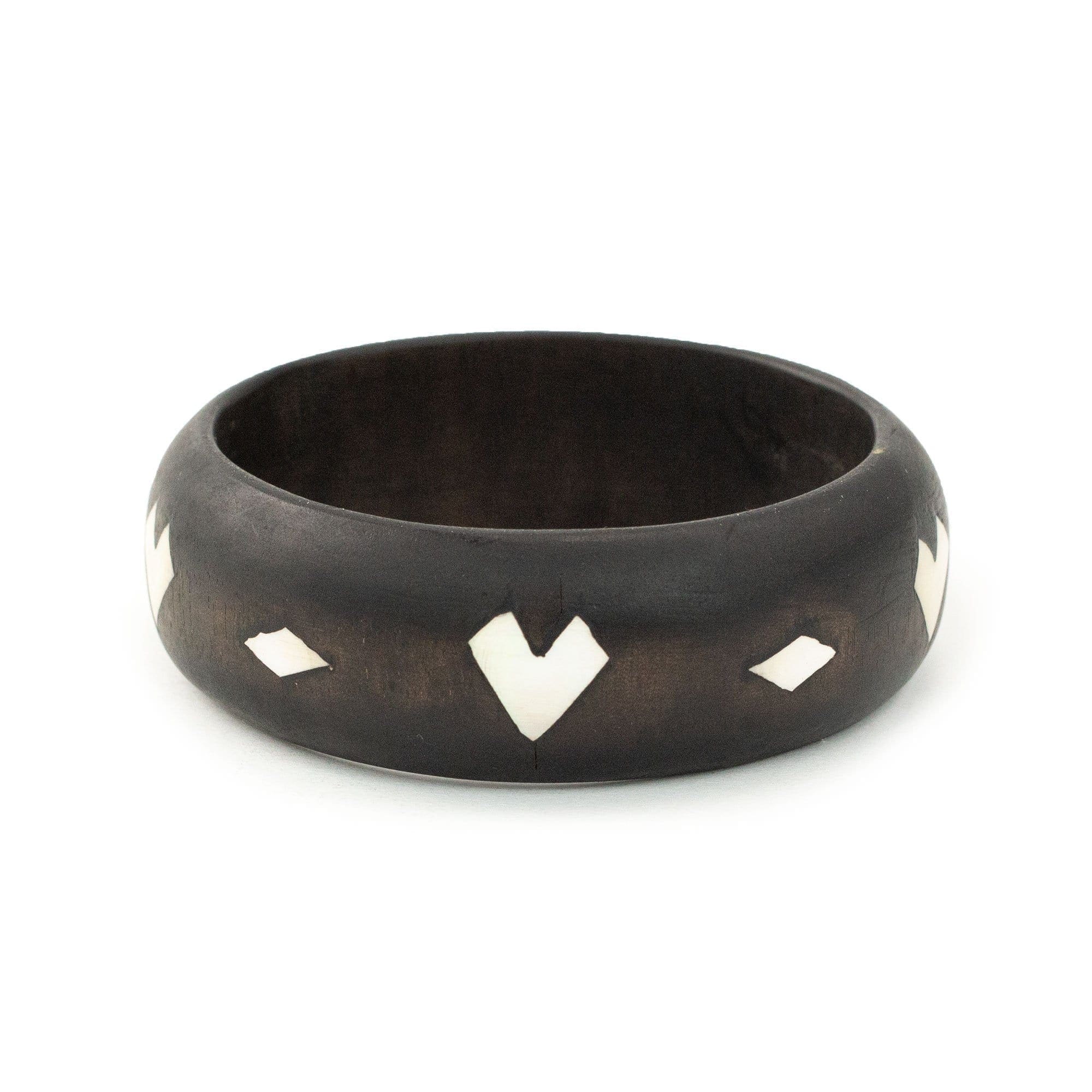 Mindanao Pearl & Wood Bangle - Heart