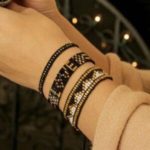 Seed Bead LOVE Bracelet - Black and Gold