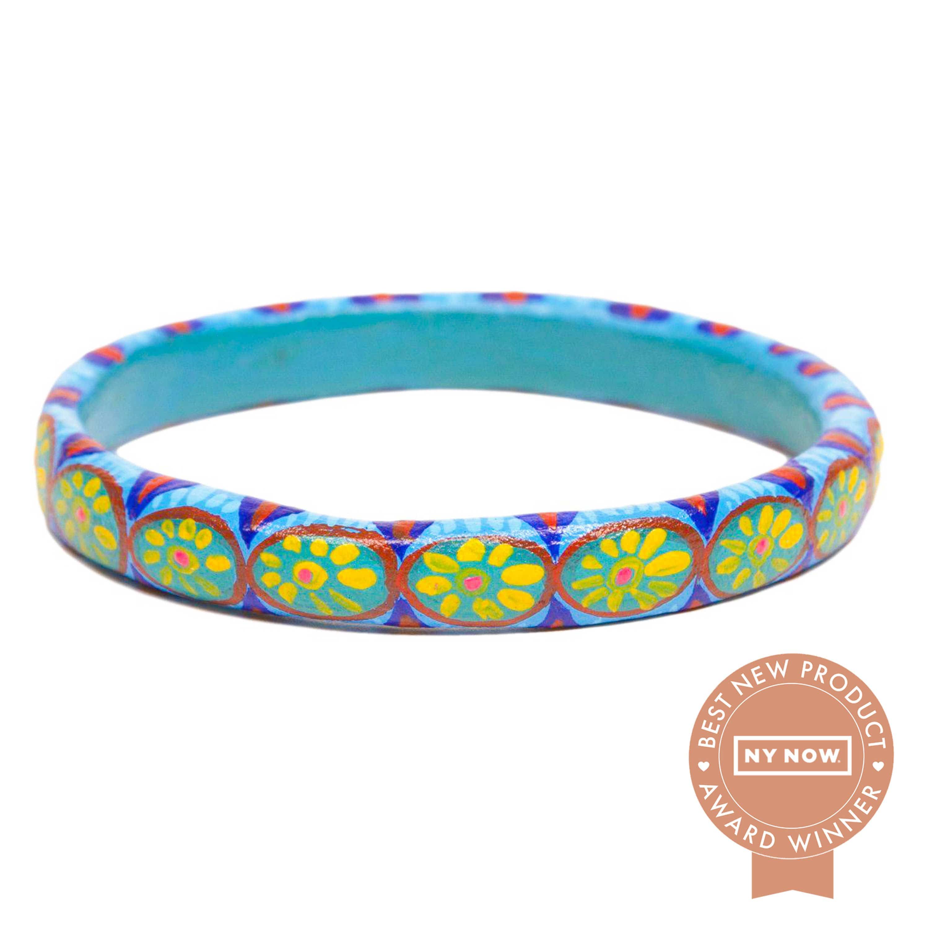 Corazon Wooden Bangle - Turquoise