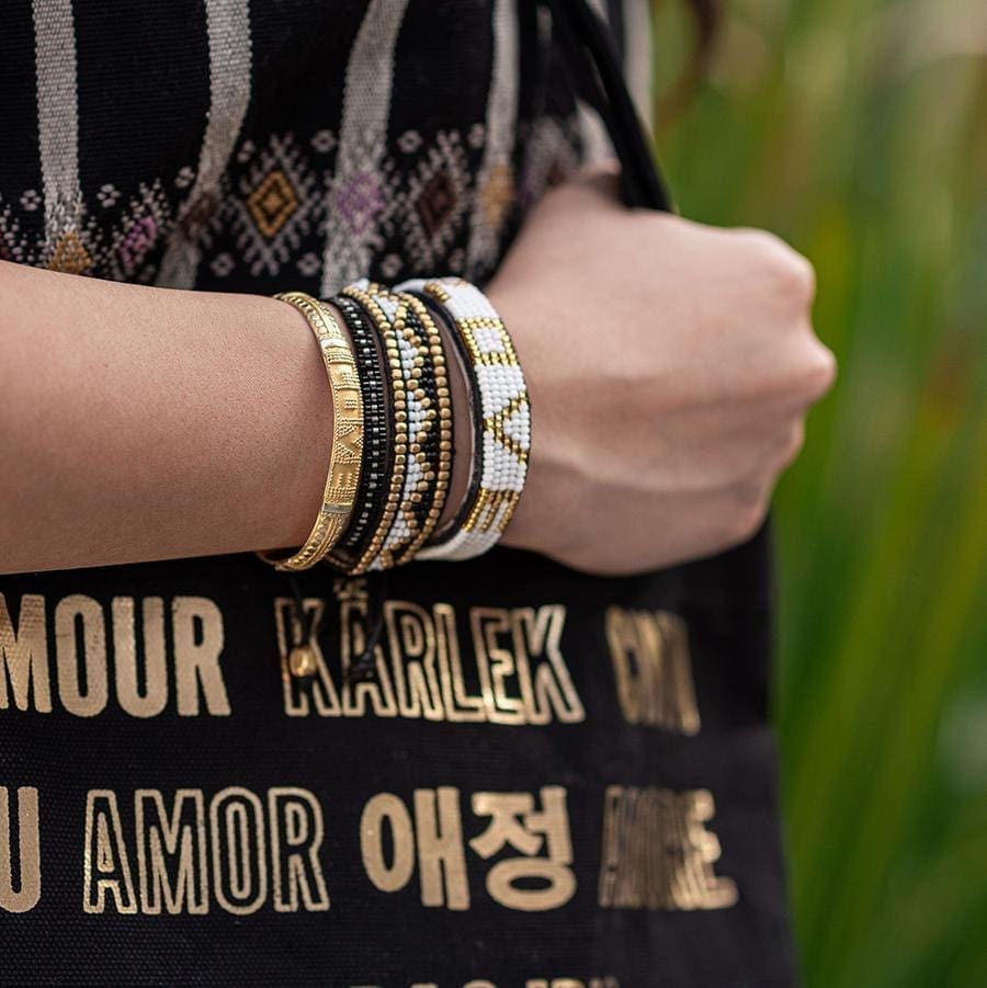 Taj Beaded Bracelet - Black and White - Love Is Project