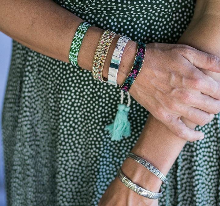 Seed Bead LOVE Bracelet - Green - Love Is Project