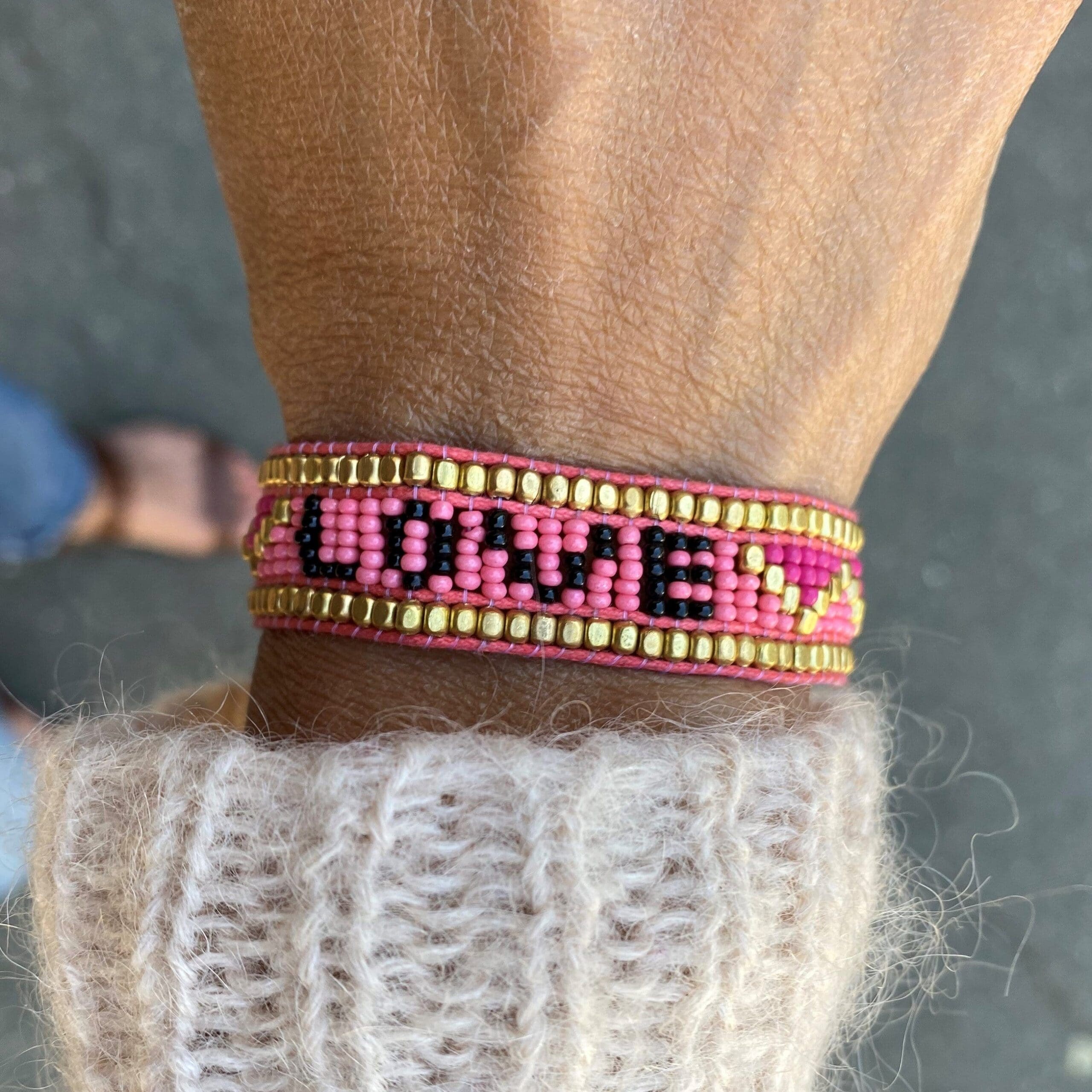 Taj LOVE Bracelet - Pink & Black - Love Is Project