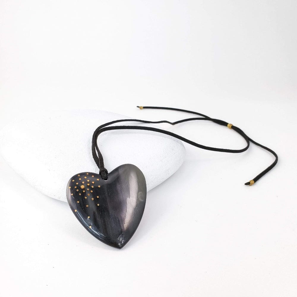 New Engravable Open Your Heart Necklace - Black