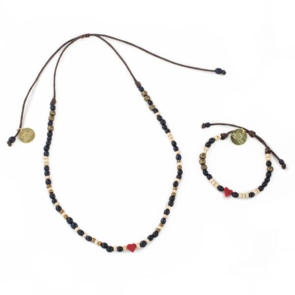 Tagua Heart Necklace & Bracelet Set