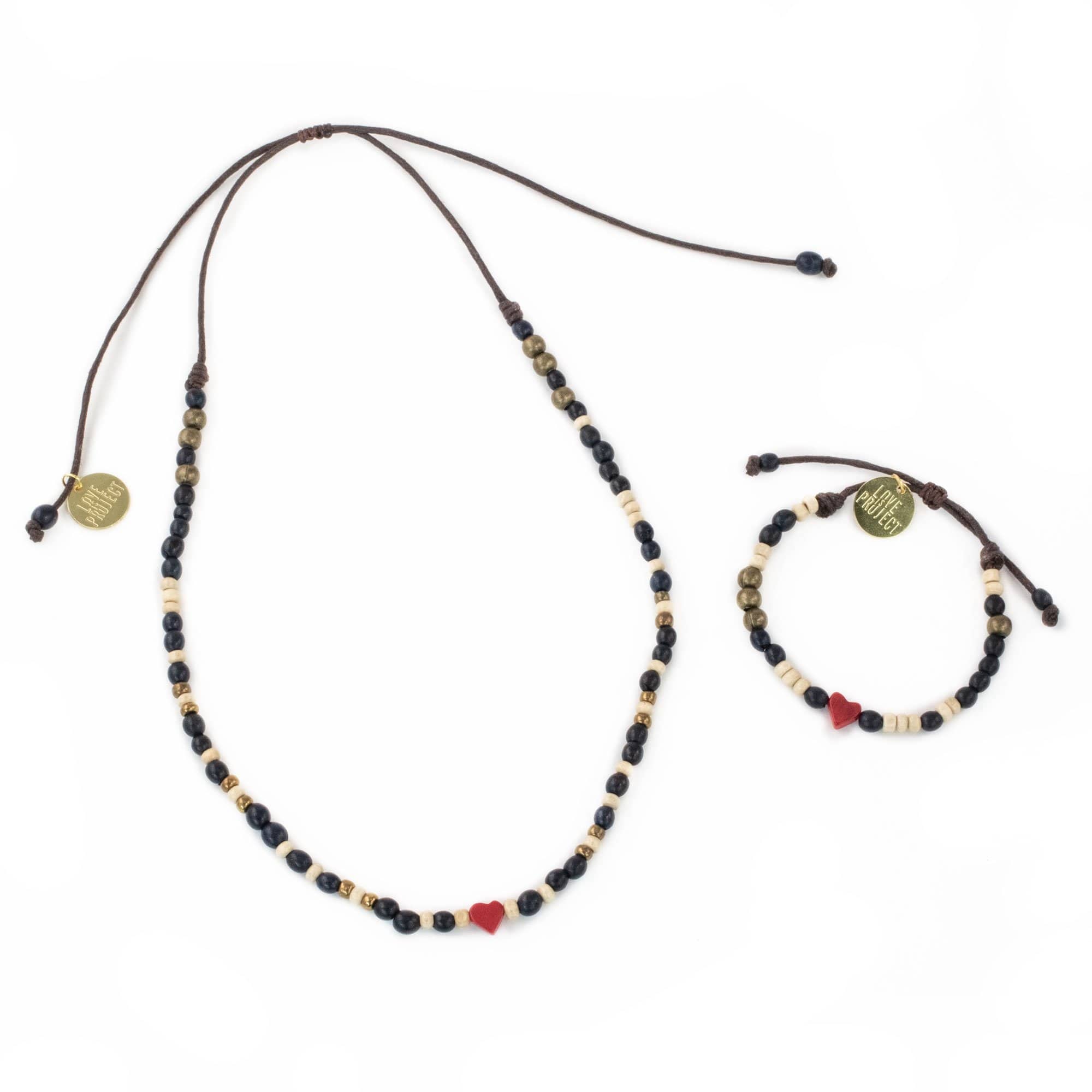 Tagua Heart Necklace & Bracelet Set