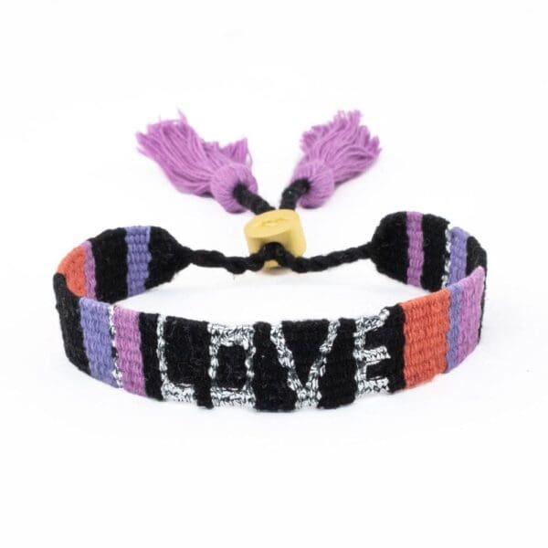 Atitlan LOVE Bracelet - Black & Coral