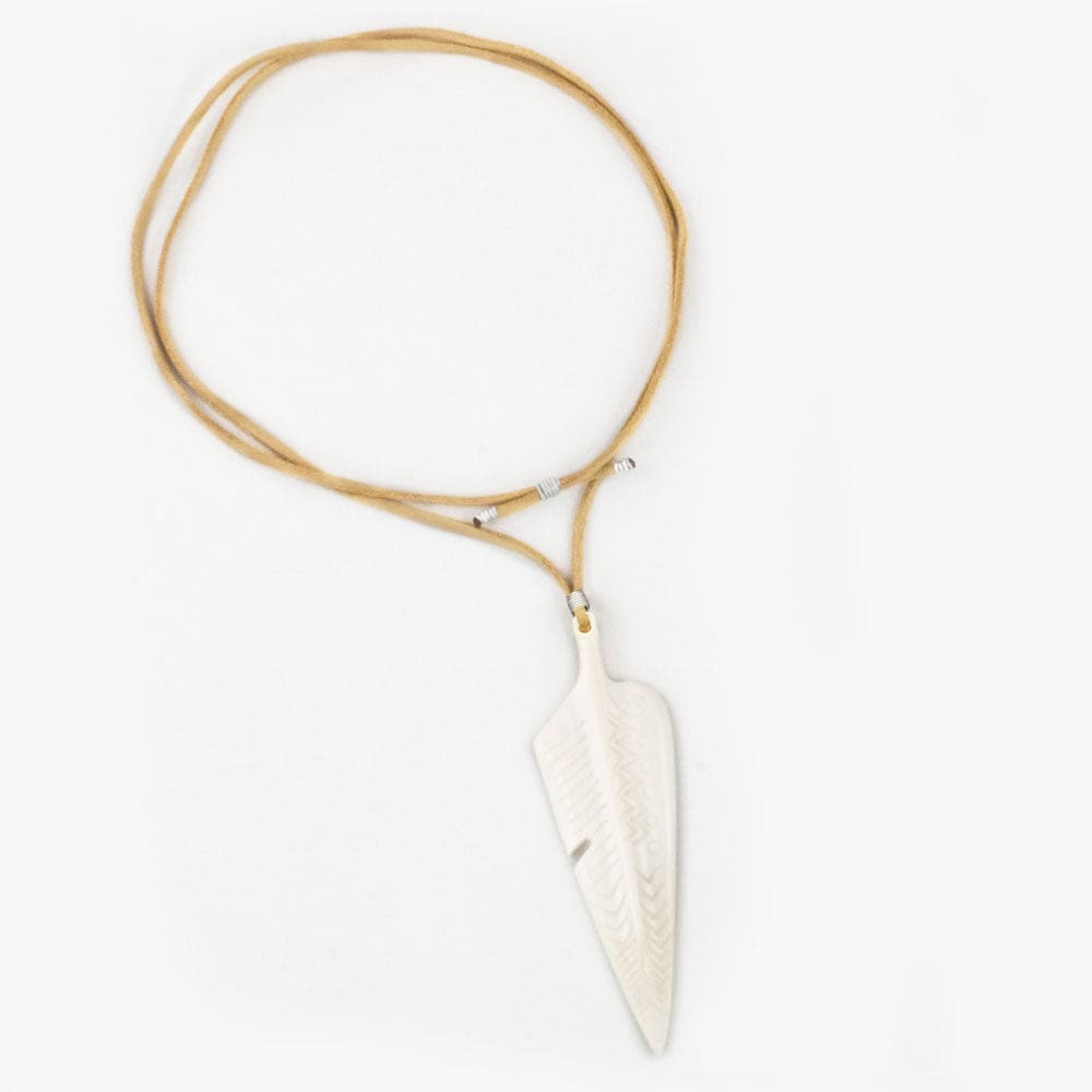 TWFF Feather Engraved Camel Bone Necklace