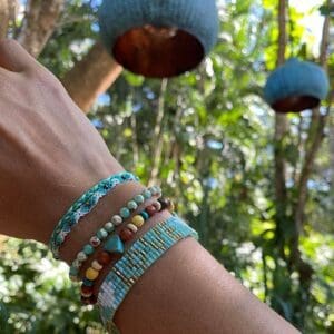 Seed Bead LOVE with Hearts Bracelet - Mint