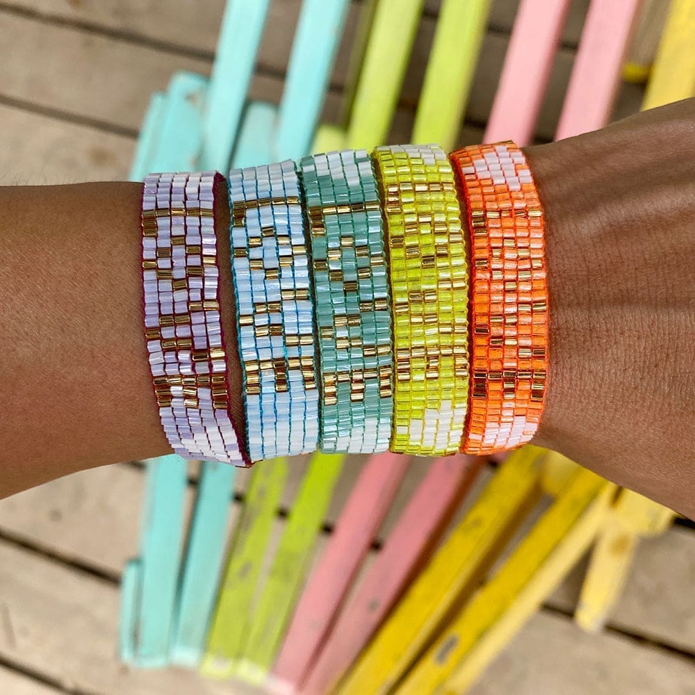Seed Bead LOVE with Hearts Bracelet - Lime - Love Is Project