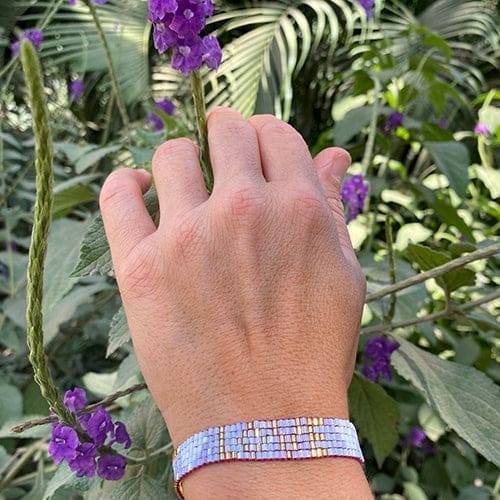 Kids' Seed Bead LOVE with Hearts Bracelet - Lavender - Love Is Project