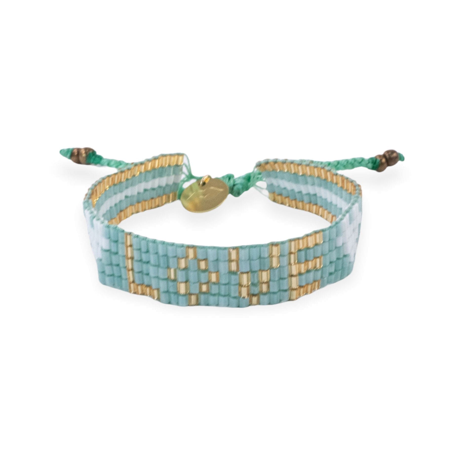 Kids' Seed Bead LOVE with Hearts Bracelet - Mint