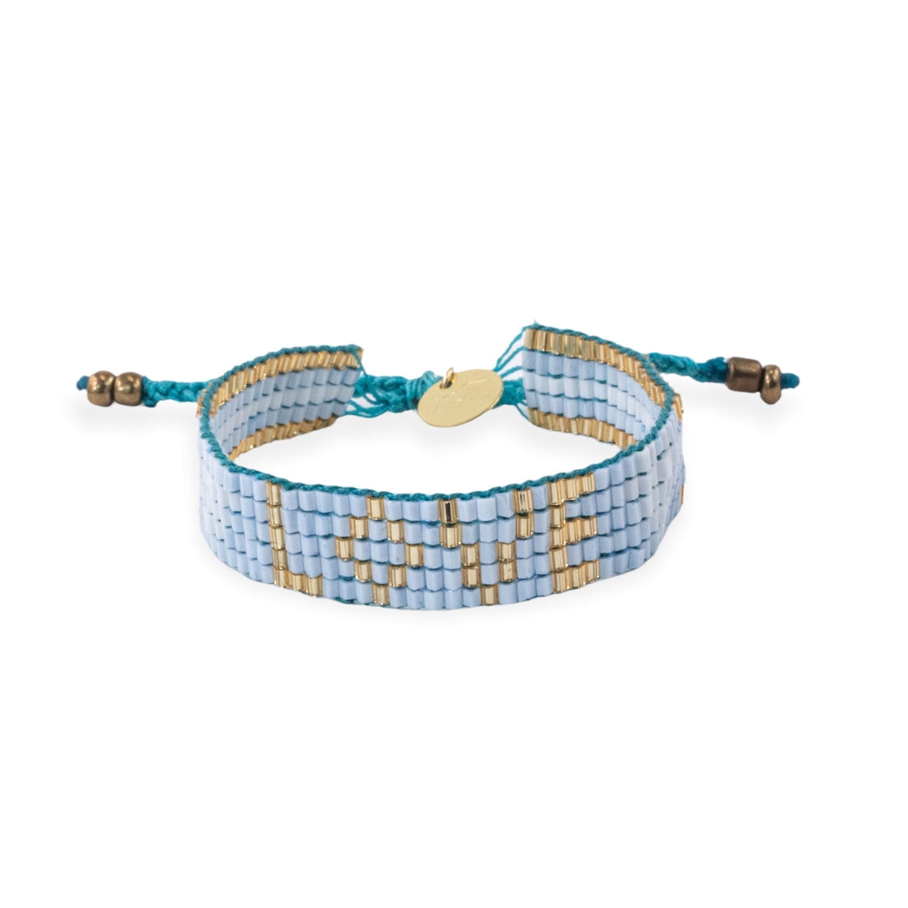 Kids' Seed Bead LOVE with Hearts Bracelet - Sky Blue