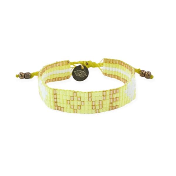 Kids' Seed Bead LOVE with Hearts Bracelet - Sunshine Yellow