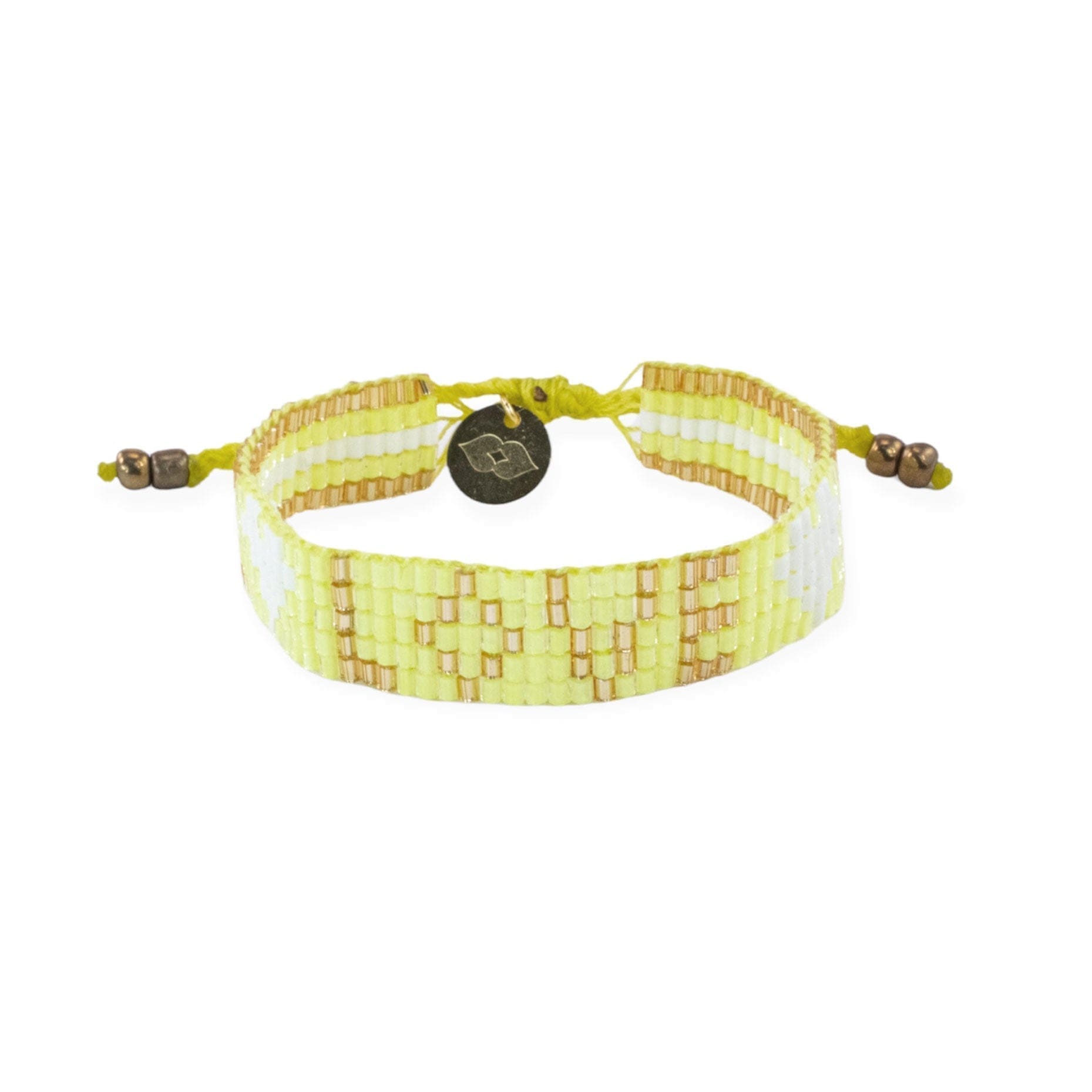 Kids' Seed Bead LOVE with Hearts Bracelet - Sunshine Yellow