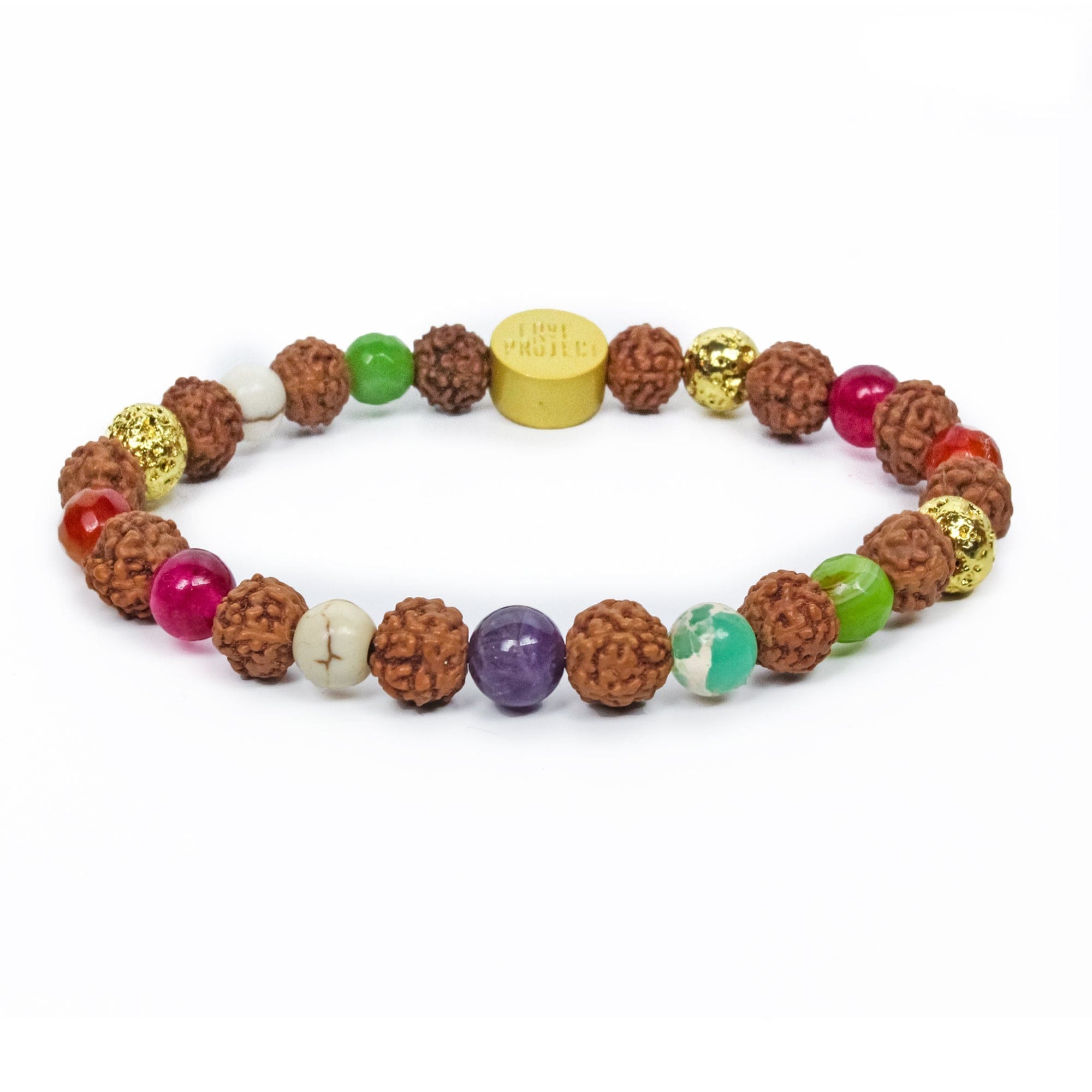 Bali Rainbow Mala - Chakra Stones with Golden Beads - Love Is Project