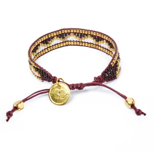 Taj Beaded Bracelet - Burgundy & White