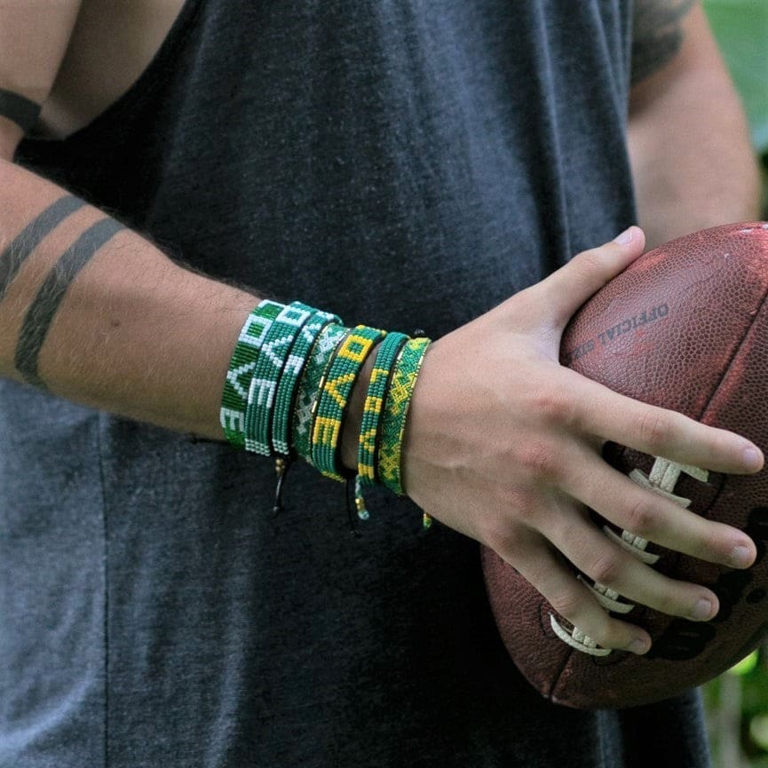 Skinny LOVE Bracelet - Green and White - Love Is Project