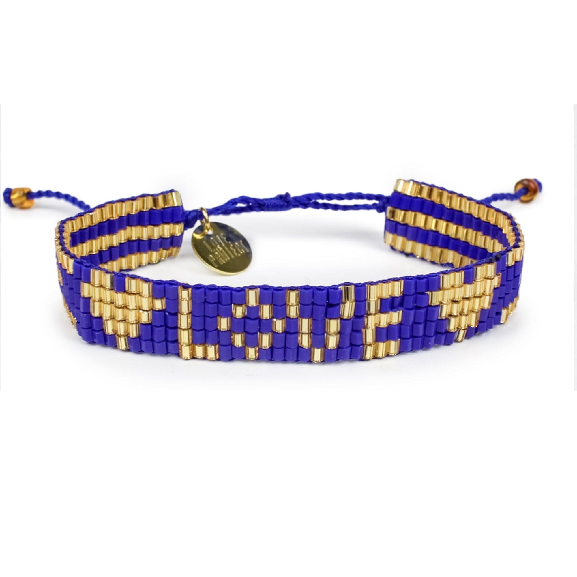 Seed Bead LOVE with Hearts Bracelet - Admiral and Gold