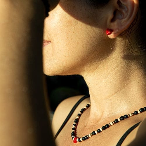 Tagua Heart Necklace - Red - Love Is Project