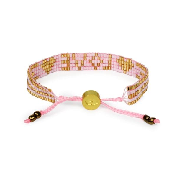 Seed Bead LOVE with Hearts Bracelet - Light Pink