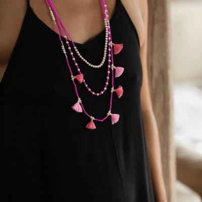 Bali Garland Necklace - Neon Pink - Love Is Project