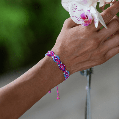 Bali Friendship Lei Bracelet - Pink Sky Blue - Love Is Project