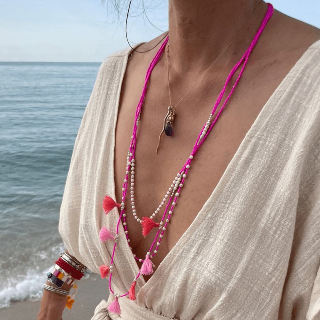 Bali Garland Necklace - Neon Pink - Love Is Project