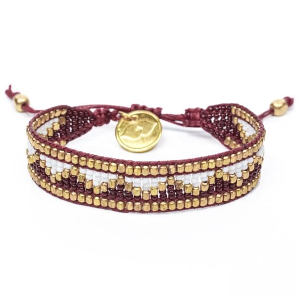 Taj Beaded Bracelet - Burgundy & White