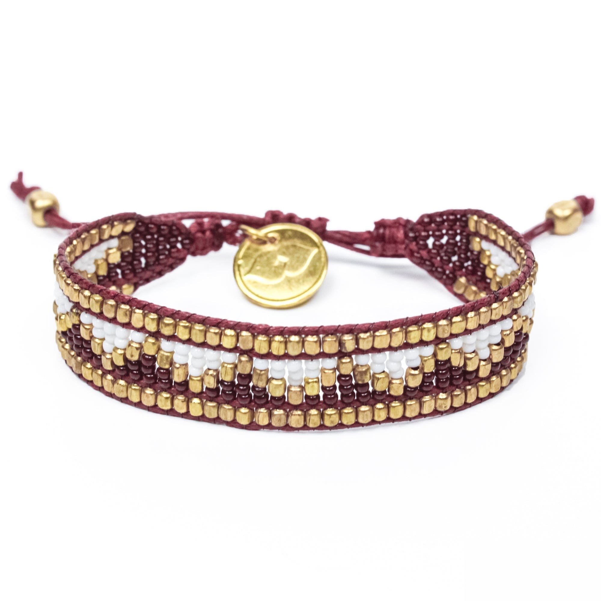 Taj Beaded Bracelet - Burgundy & White