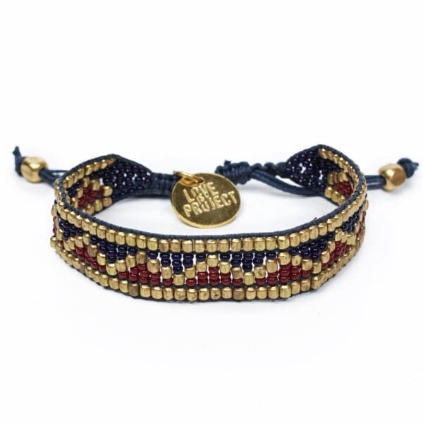 Taj Beaded Bracelet - Navy Blue & Red