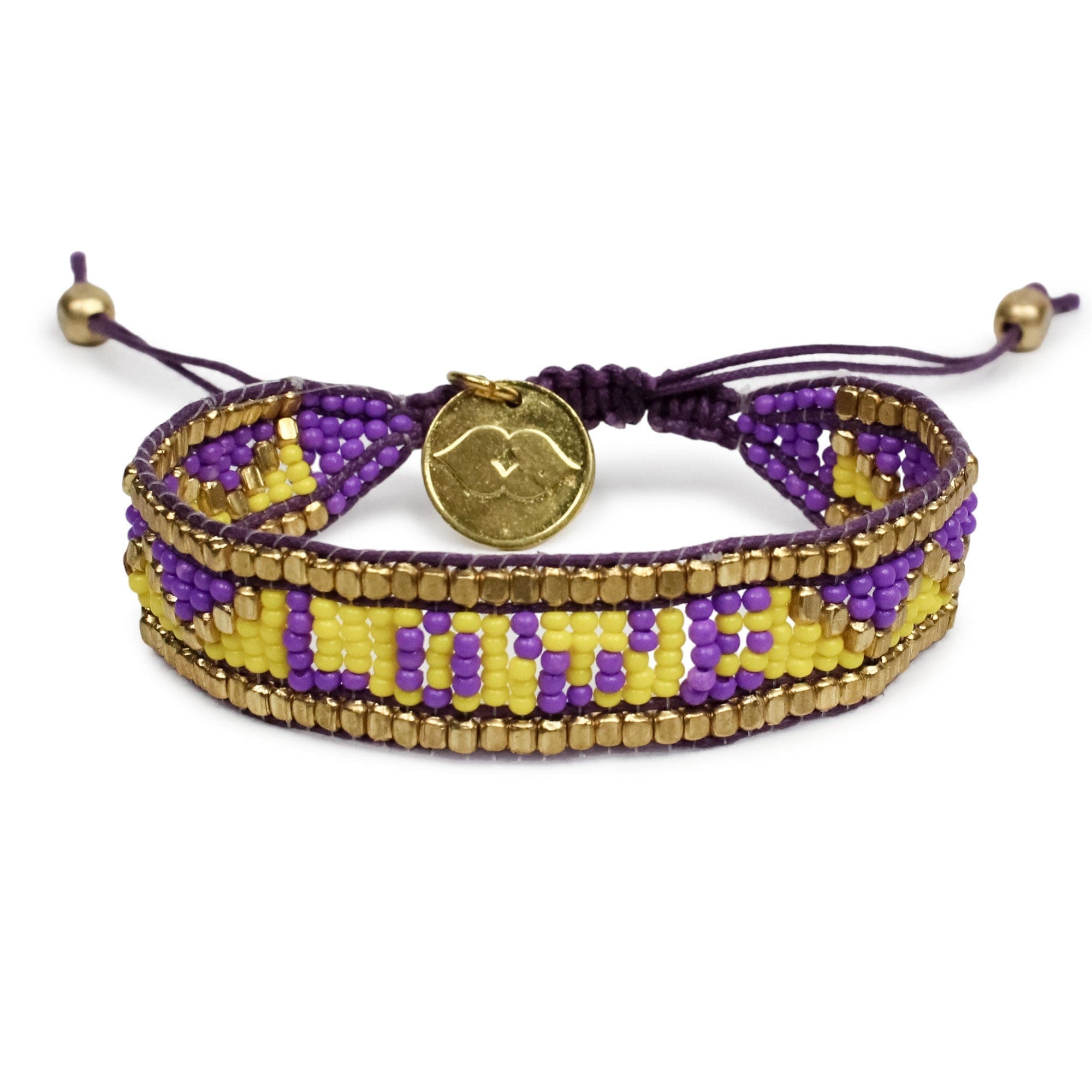 Taj LOVE Beaded Bracelet - Purple & Gold