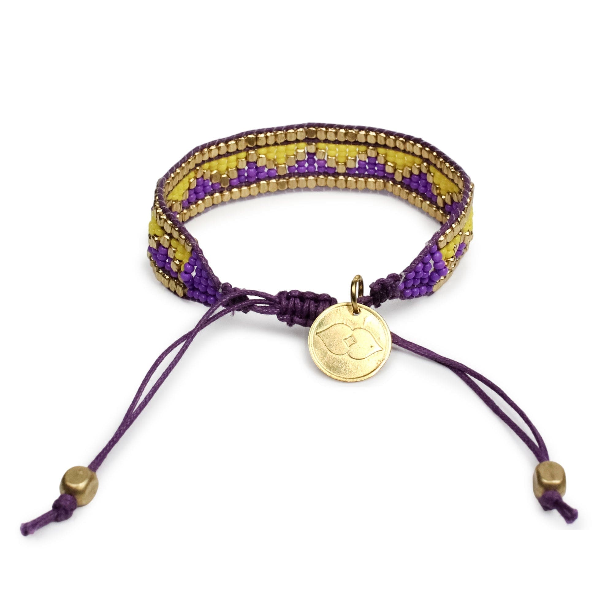 Taj Beaded Bracelet - Purple & Gold - Love Is Project